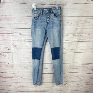 PacSun Women's Blue Denim‎ Super High Rise Skinniest Patchwork Jeans Size 23